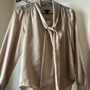 Ann Taylor Cream Tie Neck Blouse